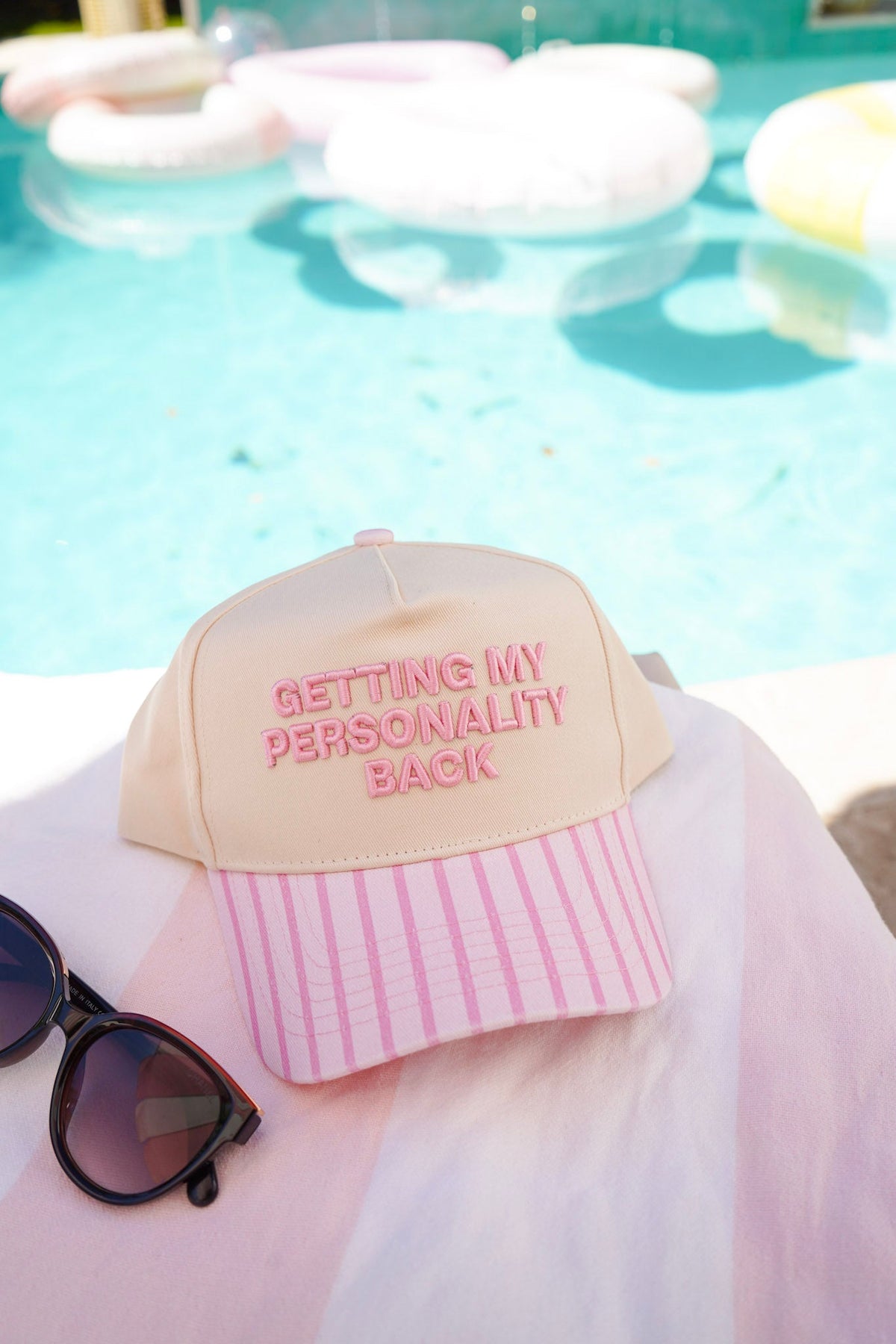 Getting my Personality Back - Pink Stripe Trucker Hat
